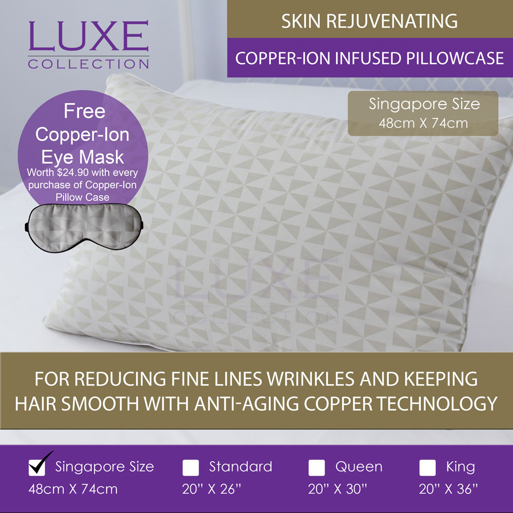 Copper Pillowcase With Free Copper Eyemask Singapore