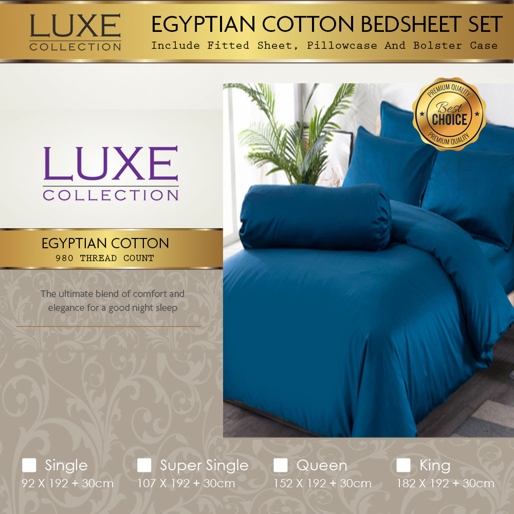 Egyptian Cotton Bed Sheet Set Blue Color